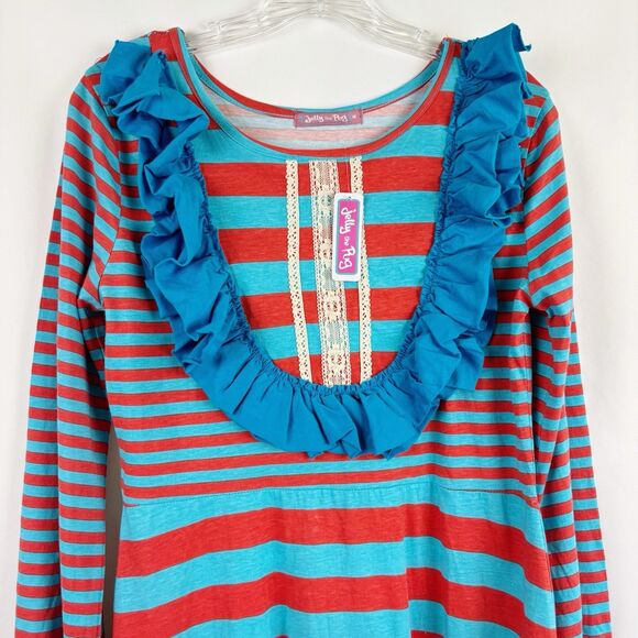 Womens Jelly the Pug, Mommy and Me Rosetta Dress Red Stripe Size Med. Style 972 - Picture 3 of 7